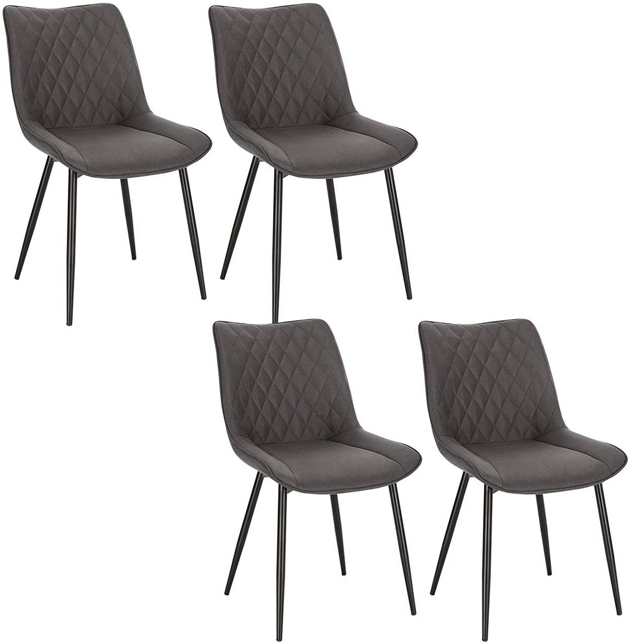 4 x Esszimmerstühle 4er Set Esszimmerstuhl Küchenstuhl Polsterstuhl Design  Stuhl mit Rückenlehne, mit Sitzfläche aus Stoffbezug, Gestell aus Metall