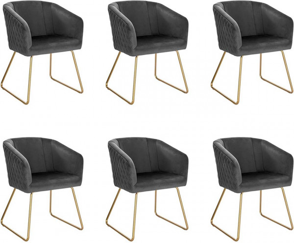 6er Set Küchenstuhl Polsterstuhl Wohnzimmerstuhl Sessel aus Samt Metall Beine