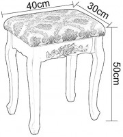 Vintage Dressing Table Stool Baroque Style Vanity Stool Soft Padded Piano Stool, White, 40x30x50cm