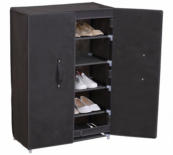 Textile Shoe Cabinet Folding Cabinet With Double Door Grey Woltu Eu