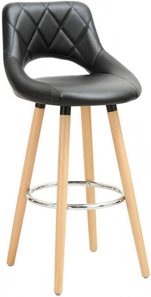 1 x Barhocker Barstuhl aus Kunstleder Holzgestell Küchenstuhl,schwarz