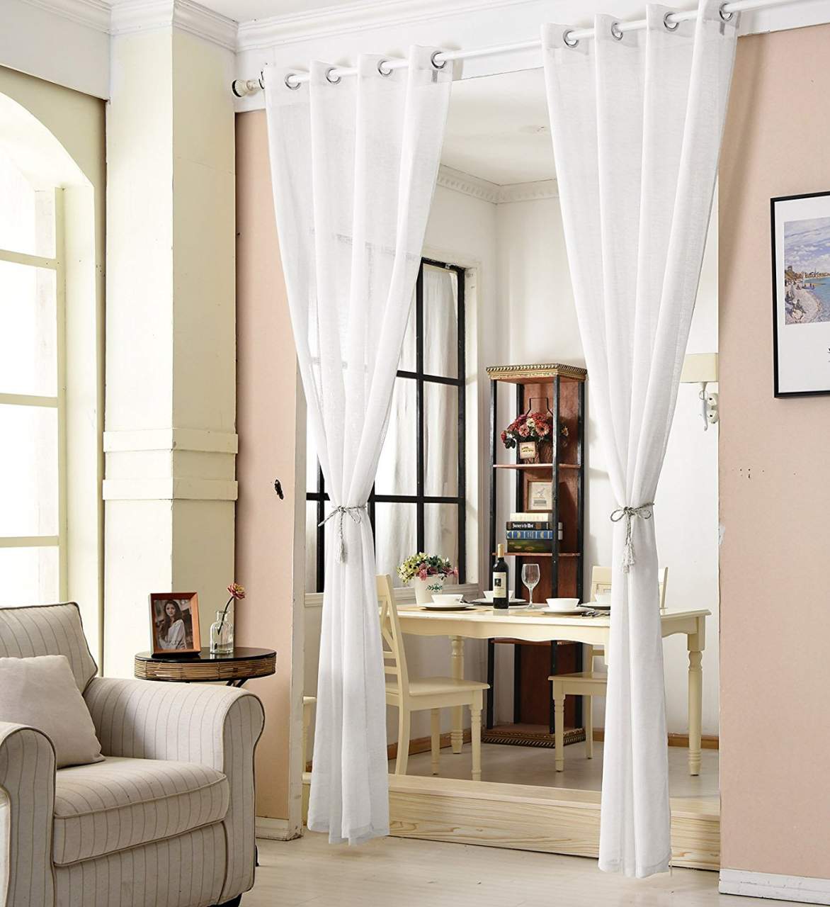Cortina con Ojales Transparente Aspecto para Ventana Cortina Decorativo  para Salón Habitación Infantil Dormitorio 1 Pieza
