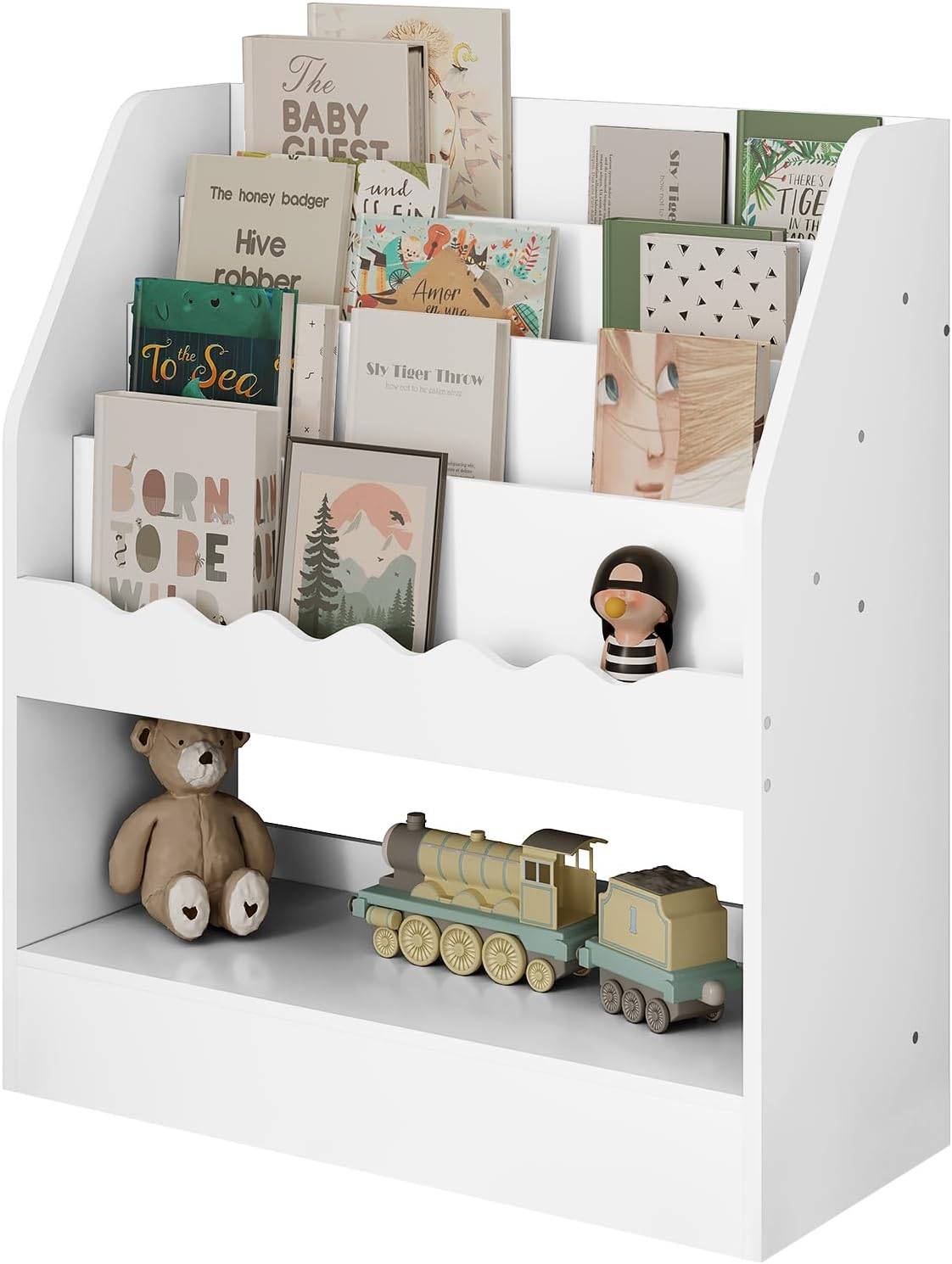 Libreria Infantil Blanca, Estanteria de Almacenaje para Niños con 4 Niveles  y 1 Compartimento, Estanteria Libros Infantil, Blanco