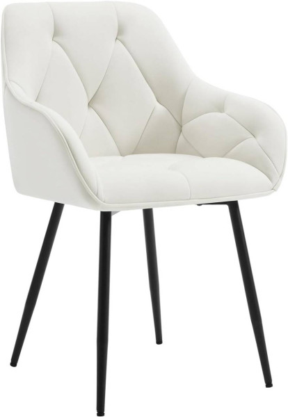 Esszimmerstuhl, ergonomischer Sessel, aus Samt, Metallbeine, creme