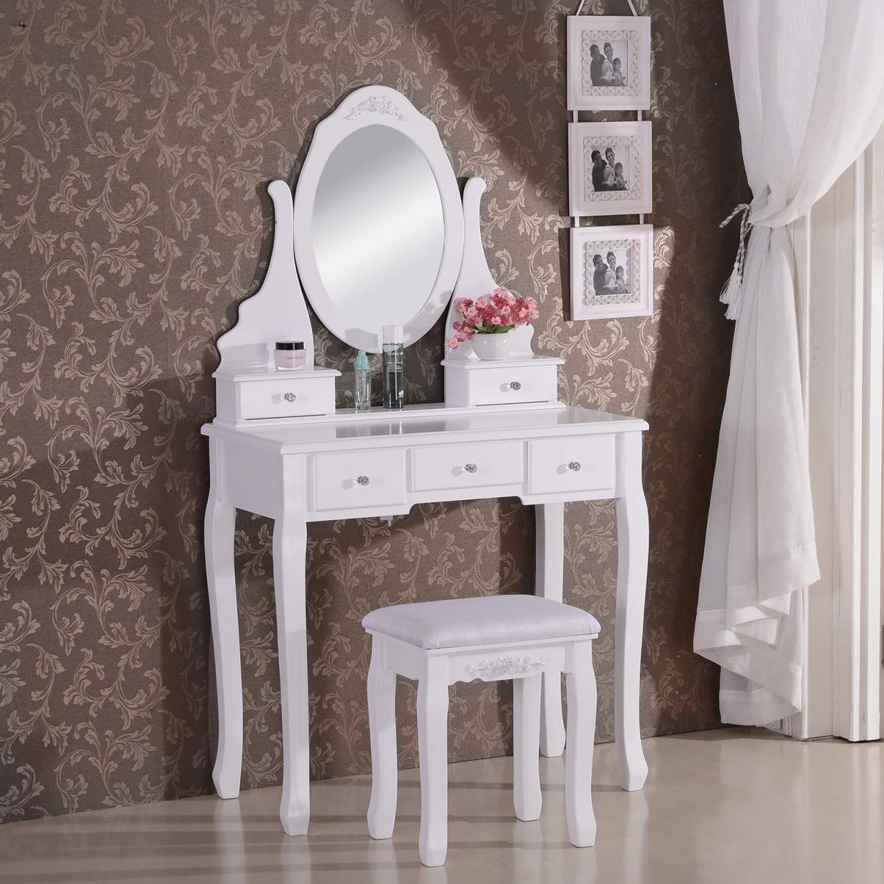Farbe : SCHWARZ, größe : 24x18.5cm Zwei Größen verfügbar DQMSB Hochwertiger Tischspiegel Princess Spiegel Klappbarer tragbarer Spiegel Dressing Spiegel schwarz/weiß