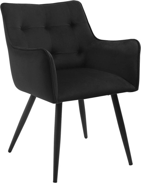 Esszimmerstuhl, Sessel mit Armlehnen Rückenlehne, Samtbezug, Metallbeine schwarz
