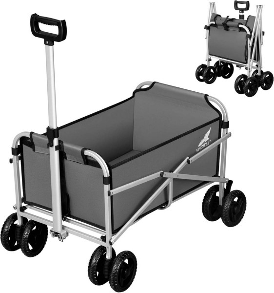 WOLTU foldable handcart with brakes, trolley, 80 kg load capacity, dark gray