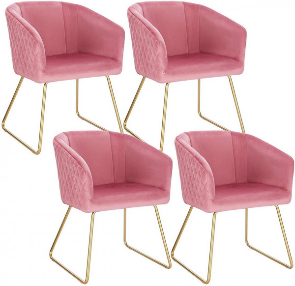 Set of 4 kitchen chair upholstered chair living room chair armchair made of velvet metal legs
