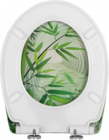 Toilettendeckel mit Absenkautomatik Premium WC Sitz Klobrille Bambusblatt