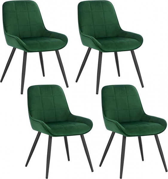 4er-Set Esszimmerstühle Polsterstuhl Samt Akzentstuhl mit Rückenlehne, dunkelgrün