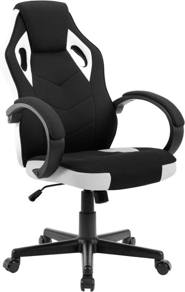 Gaming Stuhl Bürostuhl, 150 kg belastbar mit Kopfkissen Armlehnen Mesh-Gewebe, Weiß