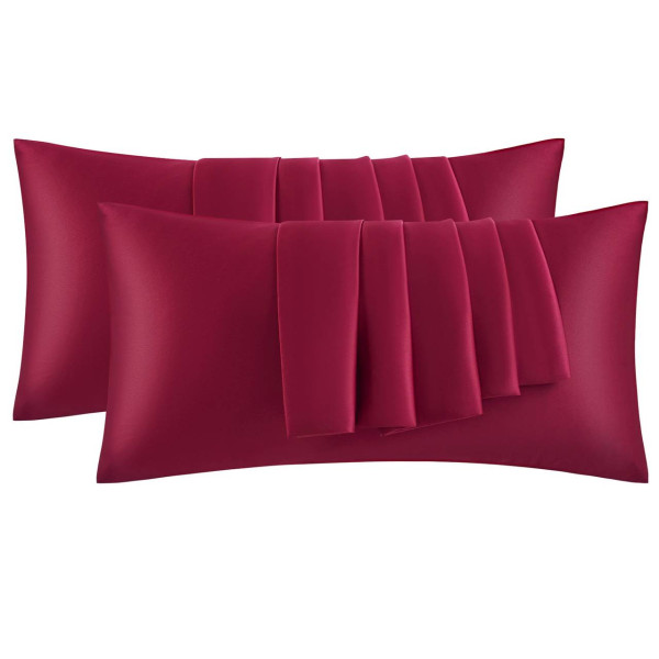 WOLTU Set of 2 satin pillowcases, soft pillowcase, silky with zipper