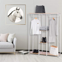 Extra Large Clothes Rail & shoe rack with shelf in wood & steel