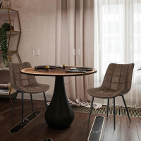 2er-Set Esszimmerstühle mit Rückenlehne, Sitzfläche aus Kunstleder, Metallbeine anthrazit