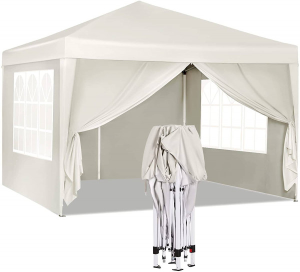 Pavillon Pop-Up wasserdichter Sonnenschutz Camping Pagodenzelt 3 x 3 m beige