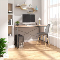 Schreibtisch aus Holz & Stahl in modernem Design, schwarz-rostfarbe