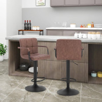 WOLTU bar stool bar chair with swivel backrest faux leather in antique leather look steel