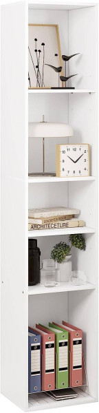 Bücherregal, offenes Regal mit 5 Würfeln, Raumteiler aus Holzwerkstoff, Weiß