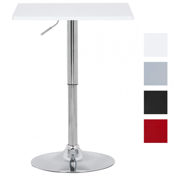 Bartisch, mit Trompetenfuß, drehbare Tischplatte aus robustem MDF, höhenverstellbar, Weiß