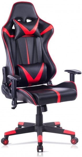 Gaming Stuhl Bürostuhl mit Kopf- und Lendenkissen Kunstleder
