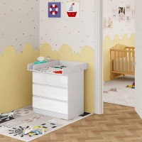 Changing table with changing attachment, chest of drawers with 3 drawers, changing table with anti-tipper