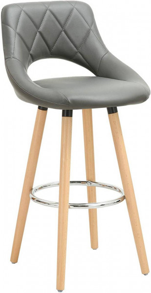 1 X Bar Stool Chair Made Of, Grey Leather Bar Stools With Wooden Legs