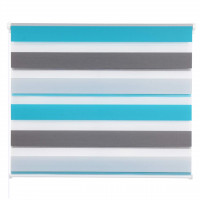 Day and Night Zebra Roller Blind Double Layer Roller White-grey-turquoise