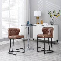 WOLTU bar stools, upholstered bar chairs, with backrest footrest, made of wax faux leather