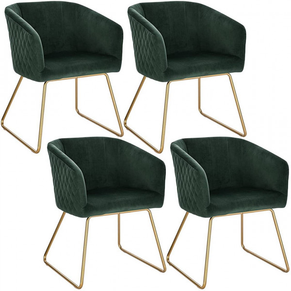 4er Set Küchenstuhl Polsterstuhl Wohnzimmerstuhl Sessel aus Samt Metall Beine