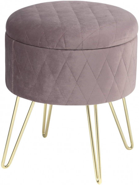 Upholstered stool with storage space made of velvet, round