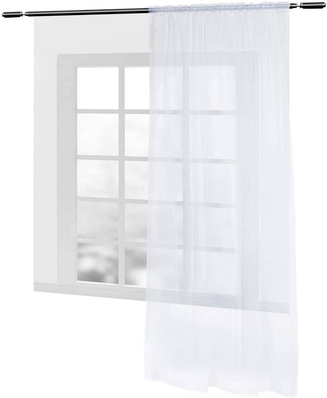 Vorhang Gardine Blickdicht Band Schlaufen 135 cm weiß Stores Schlaufengardine 