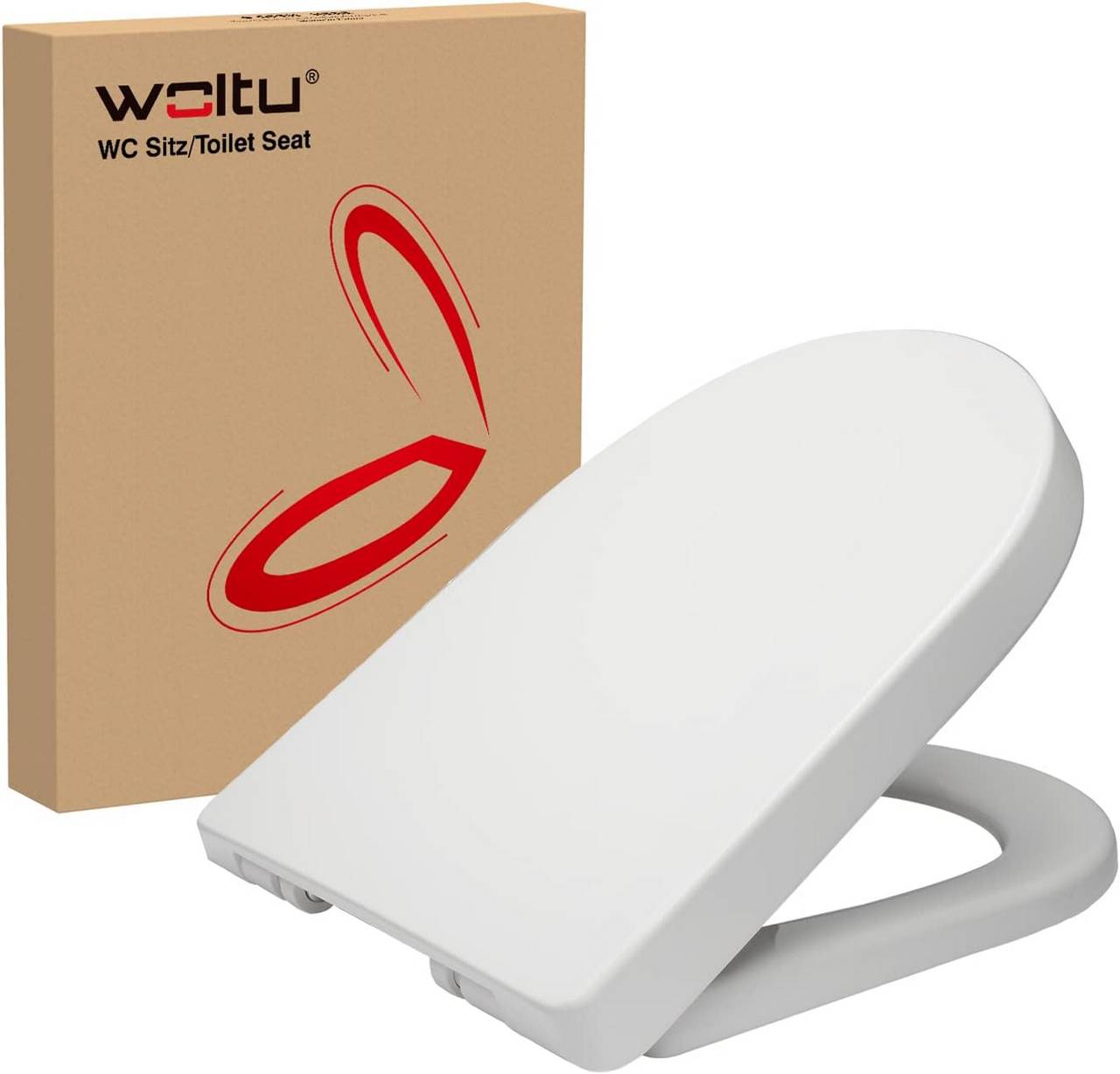 Abattant WC Blanc Uni 45,5 x 36 cm Confort en Plastique + Fixation