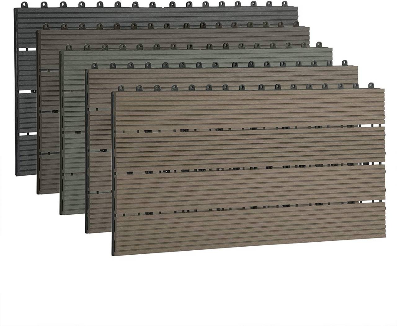 12 X Wpc Interlocking Decking Tiles Water Resistant Wood Plastic