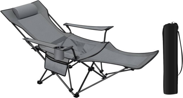 WOLTU folding camping chair, with adjustable backrest, footrest, 150 kg