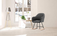 Linen rocking chair made of steel and wood 
