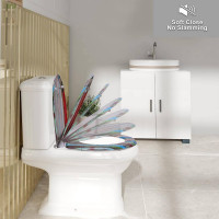WC-Sitz aus Duroplast Mehrfarbig Retro mit Absenkautomatik & Schnellbefestigung