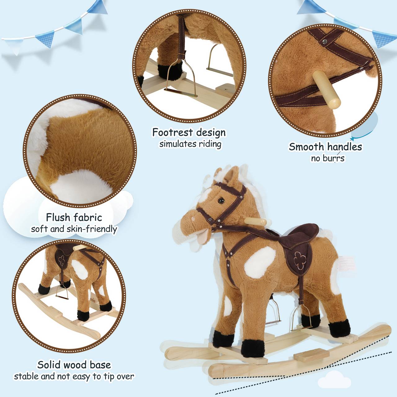 Rocking horse rocking animal baby toy with animal sounds and handles |  