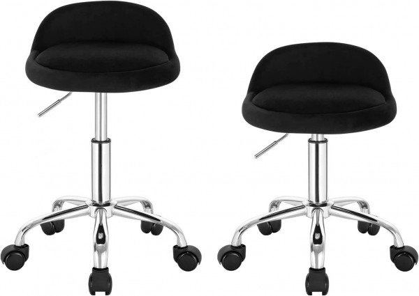 2X Bürohocker mit Rollen Drehhocker höhenverstellbar Sitzhöhe 43-54,5 cm