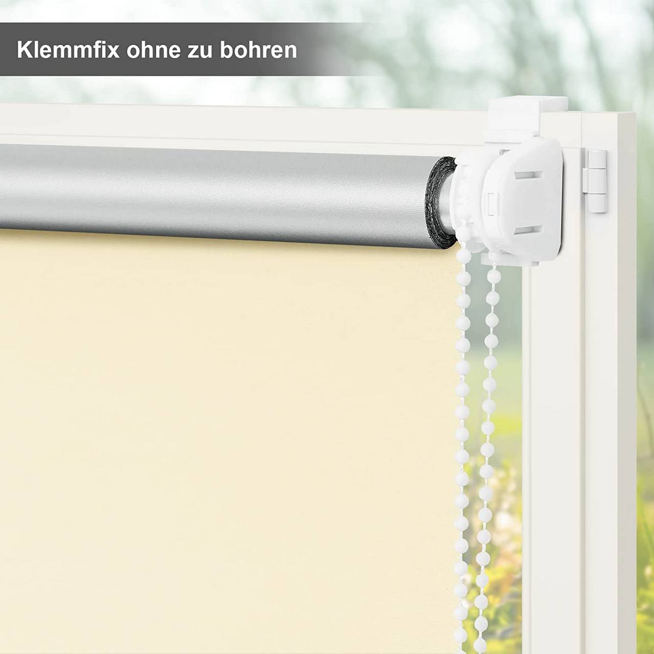 Blackout Roller Blind Polyester Quick Mounting No Drilling Required for  Windows and Doors Beige