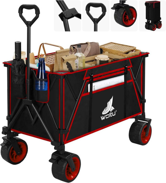 WOLTU foldable handcart, handcart with brakes, can hold up to 240 L and 120 kg