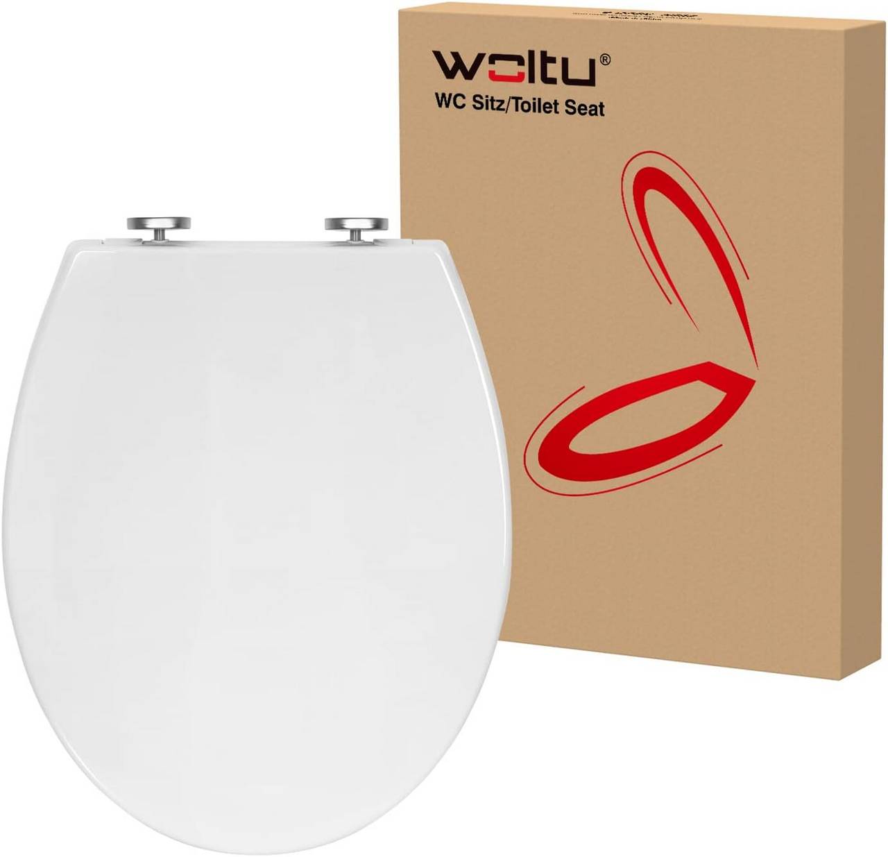 Copriwater Sedile WC Universale Coperchio con Chiusura Ammortizzata Soft  Close Toilet Seat Bagno in Plastica Antibatterico Bianco
