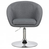Bar stool stepless height adjustment, chromed steel, linen