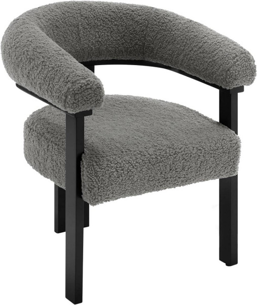 WOLTU Loungestoel, relaxstoel, fauteuil, met fleece zitting, massief houten poten, donkergrijs