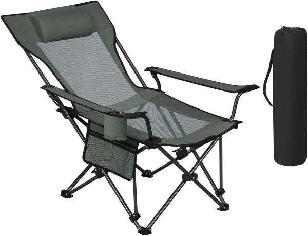 WOLTU folding camping chair, ultralight fishing chair with drink holder side pocket