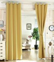 2er Set Gardinen Vorhang mit Ösen, Leichte weiche Wärmeisolierend Kälteschutz, Gelb