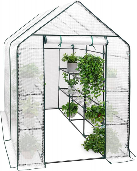 Garden Greenhouse Walk In Plastic Tomato Greenhouse Vegetable Plant Shed with Strong Reinforced Cover