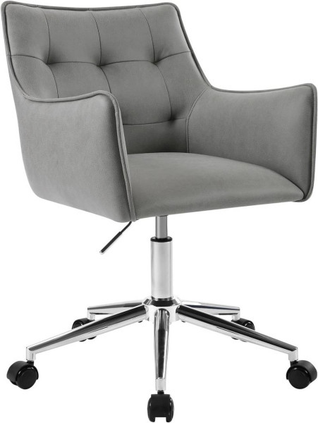 Bürostuhl mit Rollen, Schreibtischstuhl höhenverstellbar ergonomisch, Stoffbezug, Grau