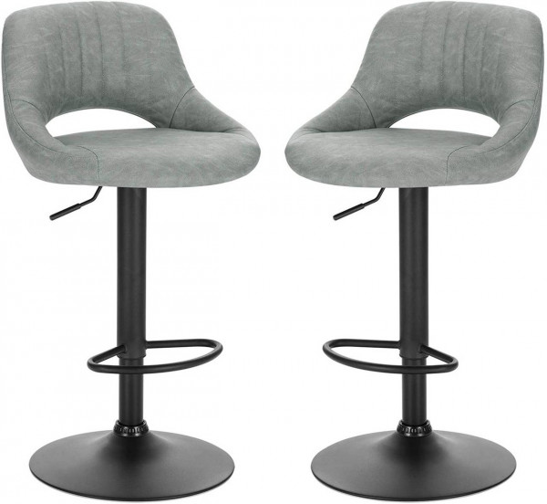 Set of 2 bar stools imitation leather & metal