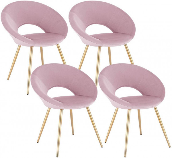 4er-Set Esszimmerstuhl Küchenstuhl Polsterstuhl aus Samt,rosa 