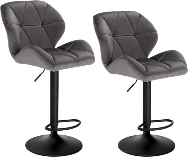 WOLTU bar stool designer stool with backrest, height adjustable, rotating, velvet
